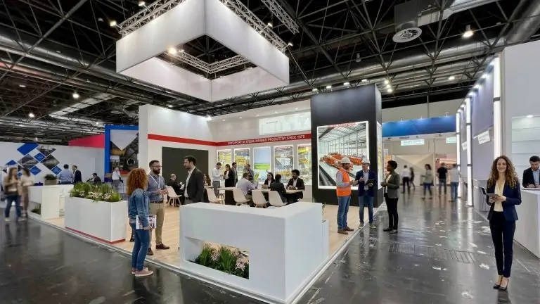 Azafata profesional durante Glasstec Düsseldorf 2026.
